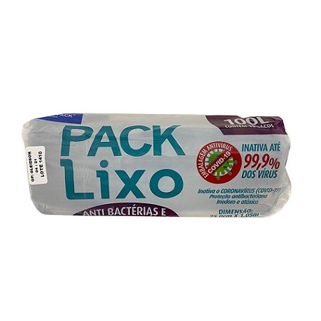 Saco Para Lixo Anti Covid-19 - 100 Litros Cinza Rolo Com 15 Unidades