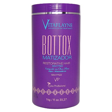 Botox Matizador Restorative Hair com Óleos Nobres Restaurador de Tons Amarelados 1 Kg Vitaflayne