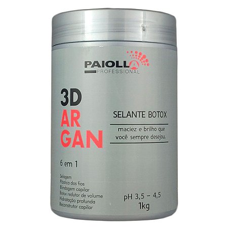 Botox Selante Reconstrutor Redutor de Volume Blindagem Capilar 3D Argan 6 em 1 - 1Kg - Paiolla