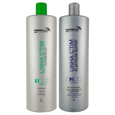 Kit Escova Progressiva CTIM Platinum Efeito Platinado e Shampoo Antirresíduos CTIM Limpeza Profunda - Paiolla