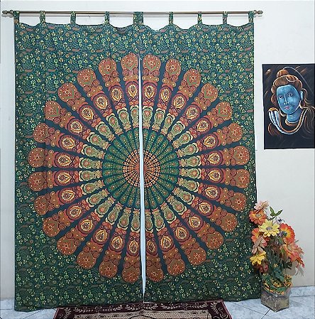 Cortina Painel Mandala Tecido da India Decoração Boho Hippie Chic