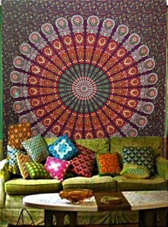 Manta Colcha Casal Queen, Capa de Sofa, Cortina, Tecido Painel  Mandala