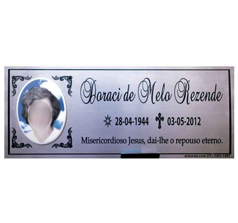 Placa Póstuma 28x12 cm com Foto Porcelana