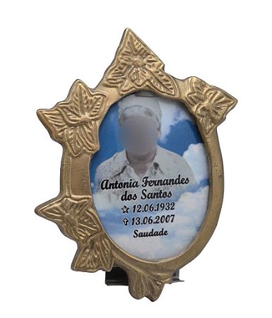 PORCELANA COM FOTO E MOLDURA EM BRONZE - GRANDE