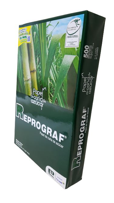 Reprograf  tamanho OF2 216mmx330mm 75grs cx com 10 resmas de 500 folhas, Extra Branco  100% bagaço de cana de açúcar
