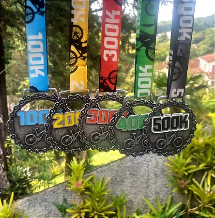 Desafio de 100, 200, 300, 400 e 500km (medalhas modelo novo)
