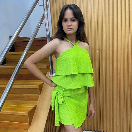 Conjunto Feminino Short Saia Juvenil Menina Babado