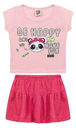 Conjunto Feminino Tamanho 1, 2, 3 URSO Menina  SHORTS SAIA