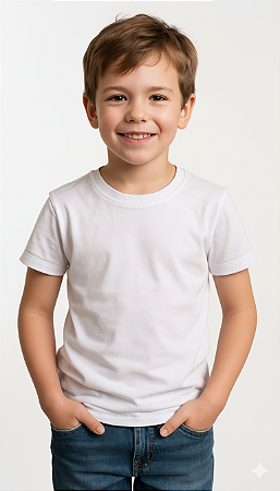 Camiseta Branca Infantil, Juvenil e Adulto