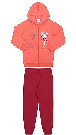 Conjunto Moletom Inverno Feminino WKids Ziper Tamanho 6 Menina