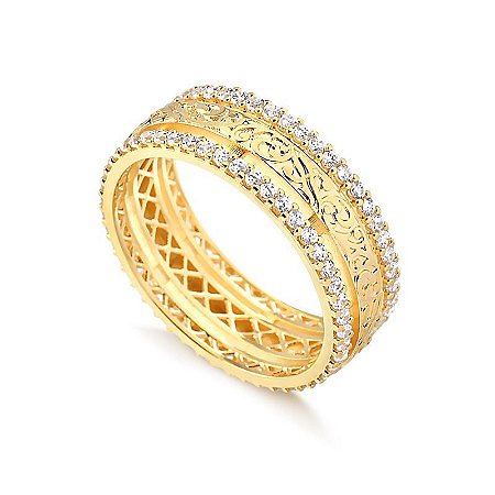 Aliança Versailles Com Brilhantes 7,10MM ( Ouro 12K)  "LEIA DESCRIÇÃO''