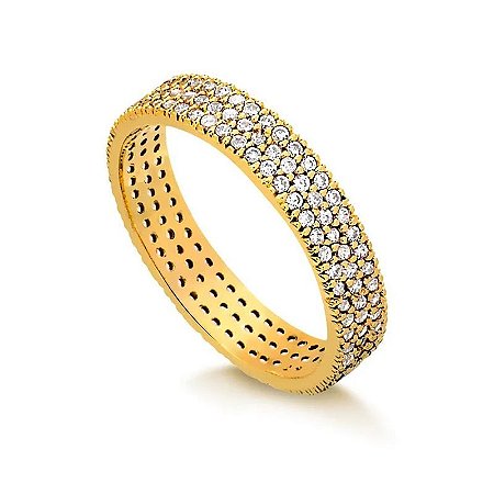 Aliança Reta Cravejada 3,70MM (Ouro 12K / 18K)  "LEIA DESCRIÇÃO''