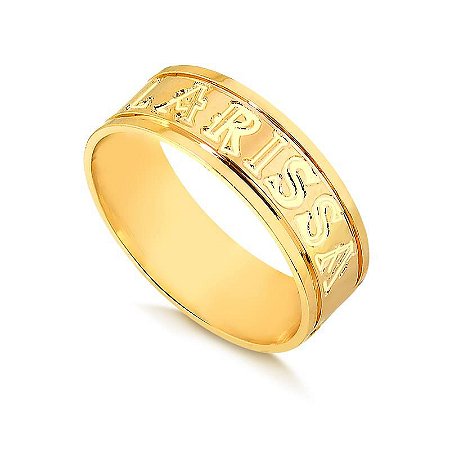 Aliança Reta 7,00MM Dois Frisos E Nome (Ouro 12K / 18K)  "LEIA DESCRIÇÃO''