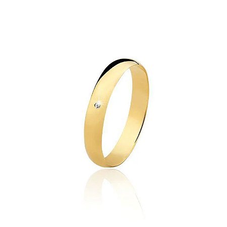 Aliança Meia Cana Com Brilhante 4,00MM Ouro 12K / 18K)  "LEIA DESCRIÇÃO''