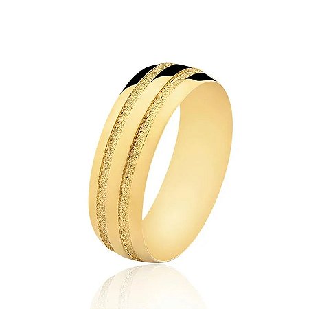 Aliança Meia Cana 6,80MM Com frisos Foscos (Ouro 12K / 18K)  "LEIA DESCRIÇÃO''