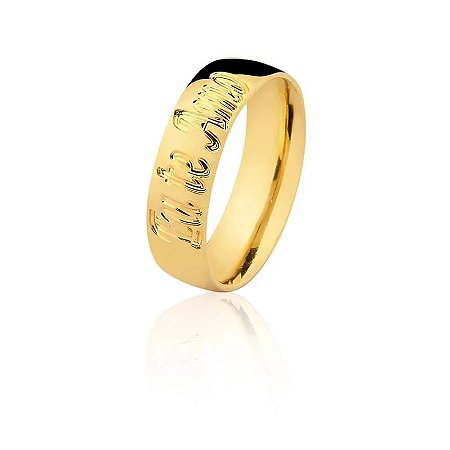 Aliança Meia Cana 5,00MM Anatômica Eu Te Amo (Ouro 12K / 18K)  "LEIA DESCRIÇÃO''