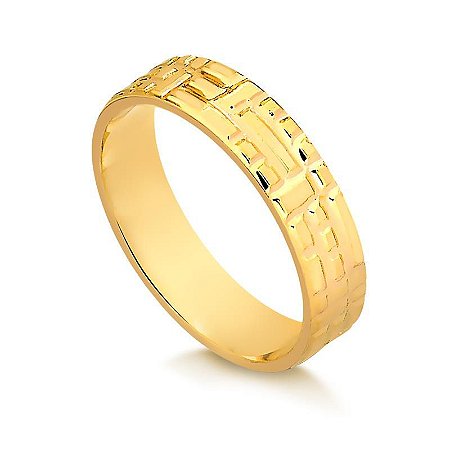 Aliança Reta 5,00MM Tijolinho ( Ouro 12K / 18K)  "LEIA DESCRIÇÃO''