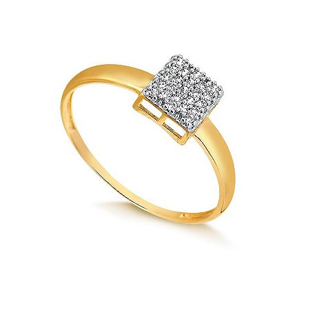 Anel Chuveiro Quadrado ( Ouro 12K / 18 K )