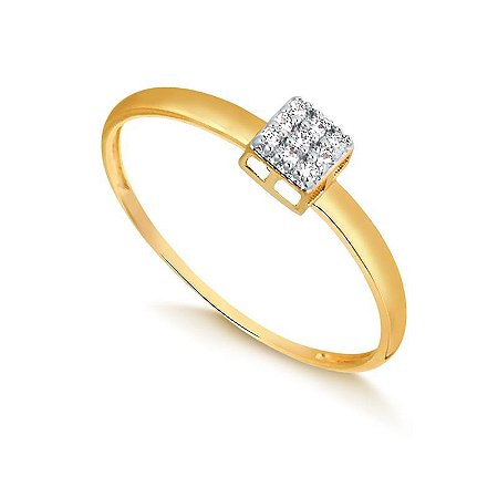 Anel Chuveiro Quadrado ( Ouro 12K / 18 K )