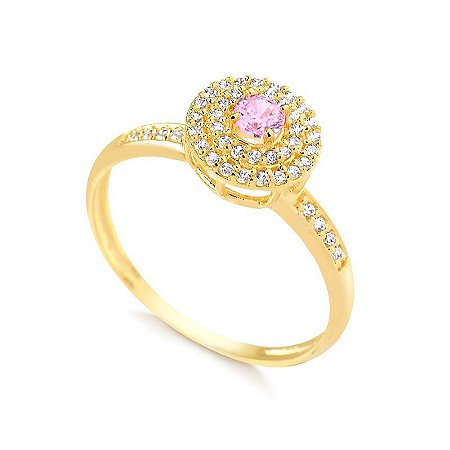 Anel Chuveiro Com Aro Cravejado ( Ouro 12K / 18 K )
