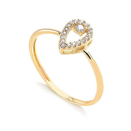 Anel Gota Cravejado ( Ouro 12K / 18 K )