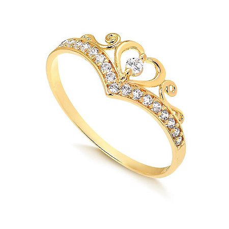 Anel Coroa Coração ( Ouro 12K / 18 K )