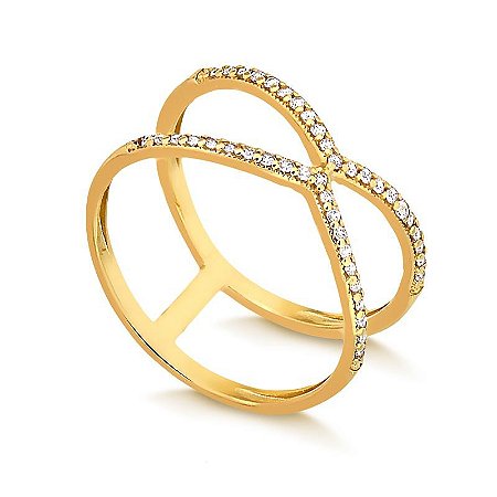 Anel Em V Duplo ( Ouro 12K / 18 K )