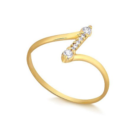 Anel Em Z Com Pedras ( Ouro 12K / 18 K )