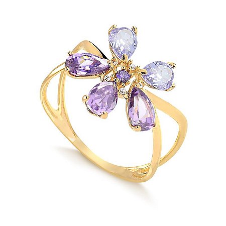 Anel Detalhe Flor ( Ouro 12K / 18 K )