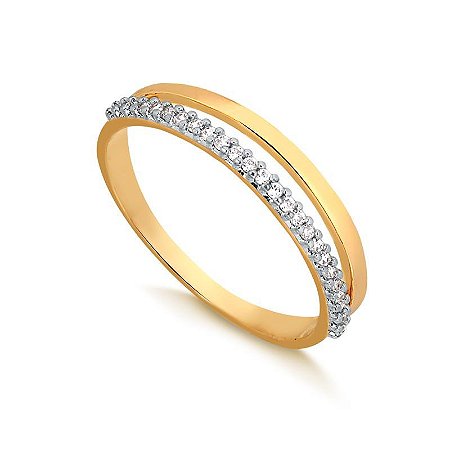 Anel Meia Aliança Dupla ( Ouro 12K / 18 K )