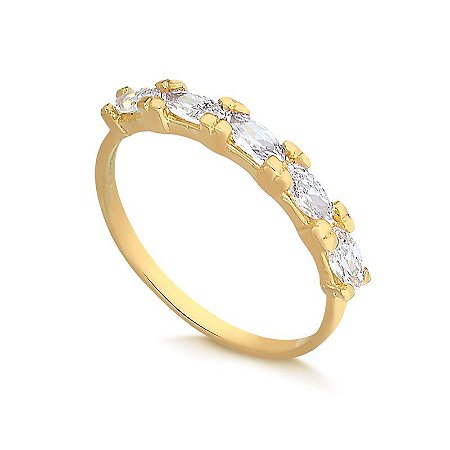 Anel Meia Aliança Navete ( Ouro 12K / 18 K )