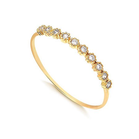 Anel Meia Aliança Flores ( Ouro 12K / 18 K )