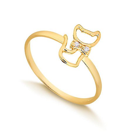 Anel Infântil Gato ( Ouro 12K / 18 K )