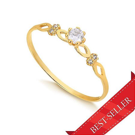 Anel Solitário Aro Flor ( Ouro 12K / 18 K )