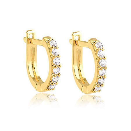 Brinco Argola Click Cravejado P( Ouro 12K / 18 K )