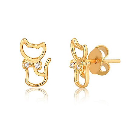 Brinco Infântil Gatinho ( Ouro 12K / 18 K )