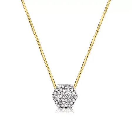 Pingente Pavê Sextavado M ( Ouro 12k / 18k )