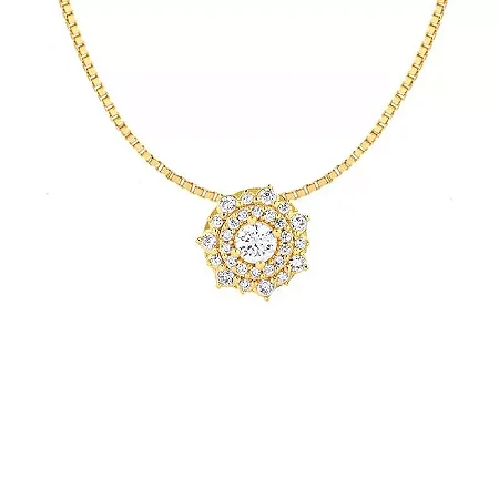 Pingente Cravejado Redondo ( Ouro 12k / 18k )
