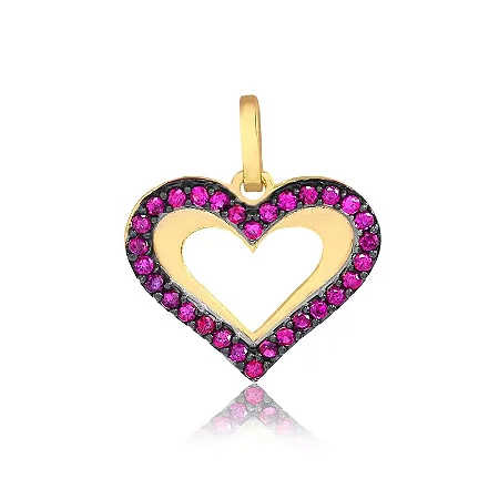 Pingente Coração Cravejado Vazado ( Ouro 12k / 18k )