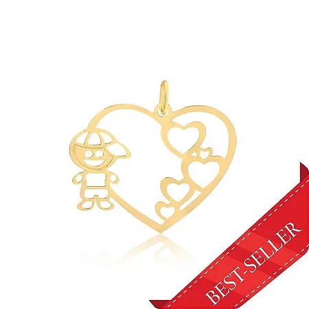 PINGENTE MENINO CORAÇÃO ( Ouro 12k / 18k )