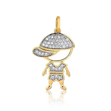 PINGENTE MENINO CRAVEJADO ( Ouro 12k / 18k )