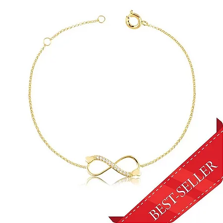 PULSEIRA INFINITO COM CORAÇÕES( Ouro 12k / 18k )