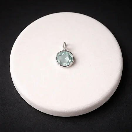 Pingente Ponto de Luz Aquamarine - P042 ( Prata 925 )