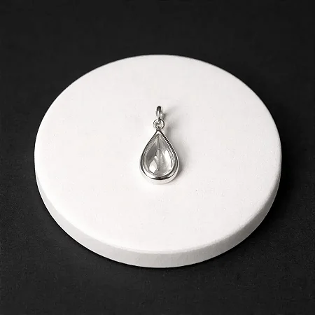 Pingente Zircônia Gota Branca - P076 ( Prata 925 )