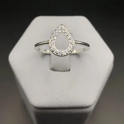 Anel Gota Grande com Zircônias Cravejadas A150 (Prata 925)
