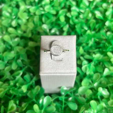 ANEL CÍRCULO CRAVEJADO BRANCO A176 (Prata 925)