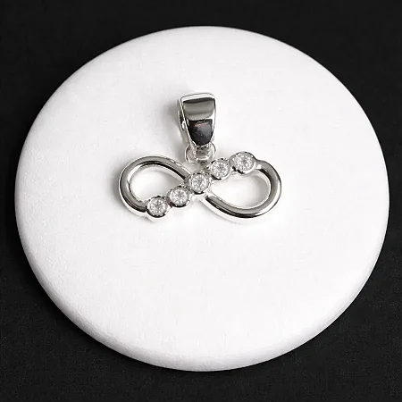 PINGENTE INFINITO COM 5 ZIRC. - P112 ( Prata 925 )