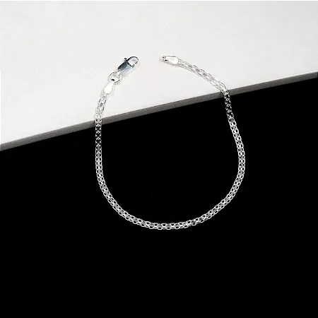 Pulseira bismark 2 elos - 18cm- CBI020 ( Prata 925 )