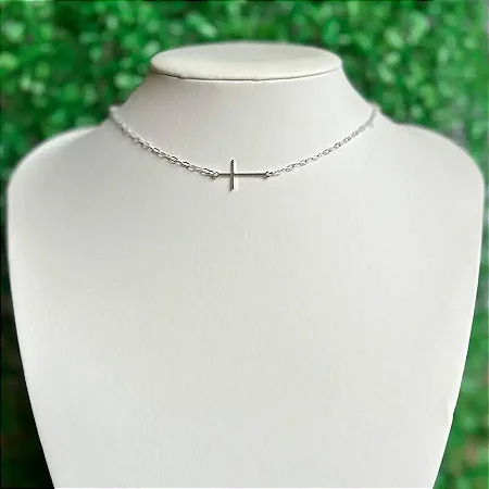 Pulseira com cruz lateral central- CPU046 ( Prata 925 )