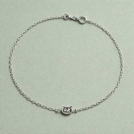 Pulseira rosto gato central l- CPU050 ( Prata 925 )